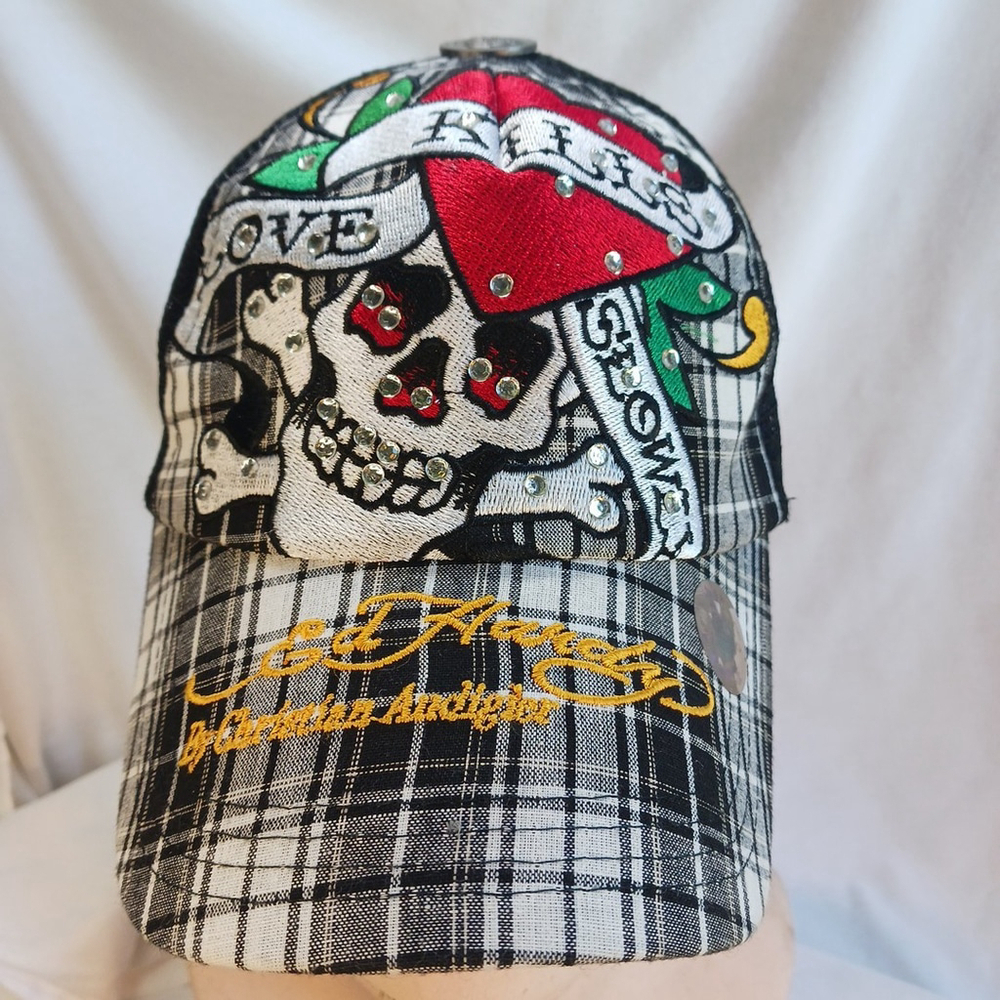 Ed Hardy Love Kills Slowly Brown Rhinestone Trucker Hat